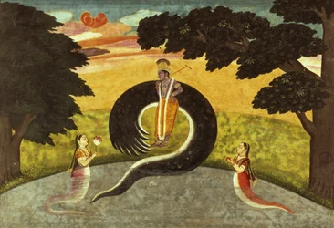 The submission of Kaliya, Basohli, Pahari School, 1700-65